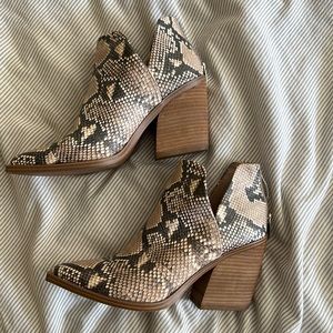 Snake print booties
